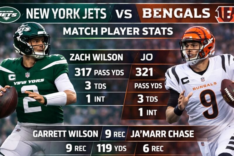 New York Jets vs Bengals Match Player Stats Overview