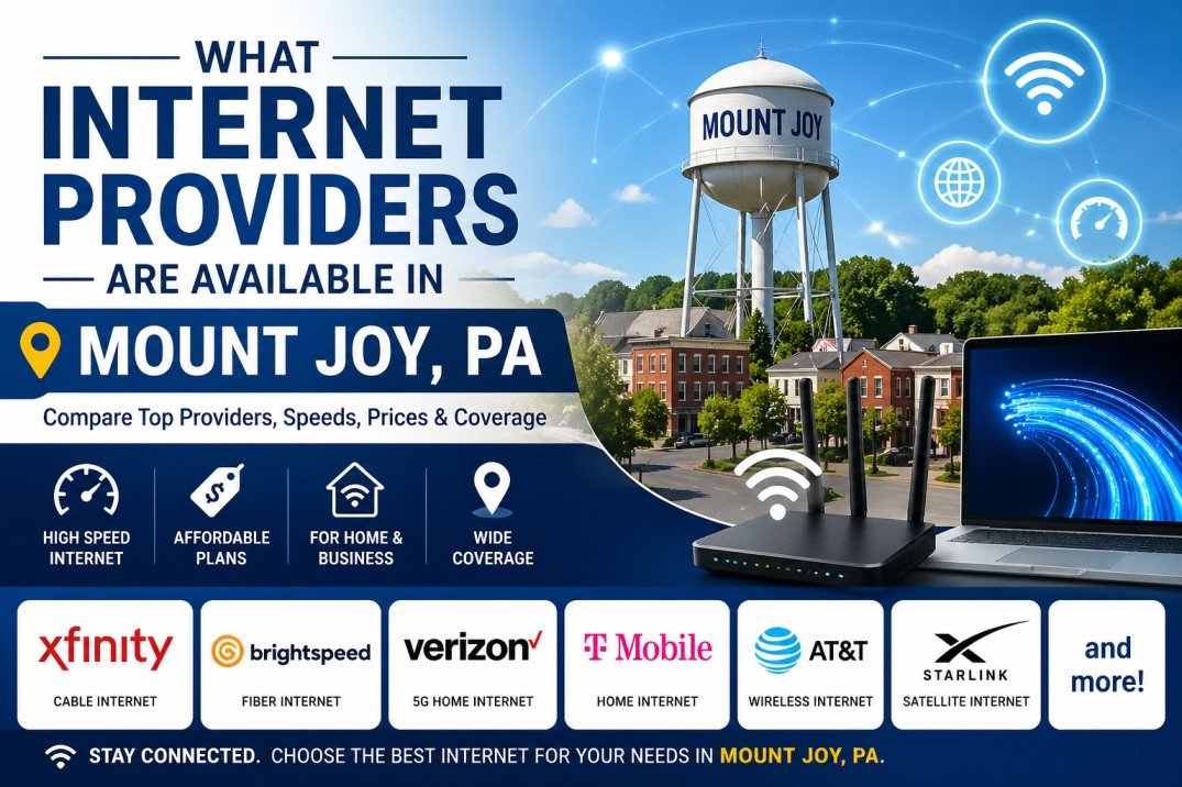 content="Discover what internet providers are available in Mount Joy PA. Compare Xfinity, Brightspeed, Verizon, Starlink and more with speeds, pricing, and coverage options.
